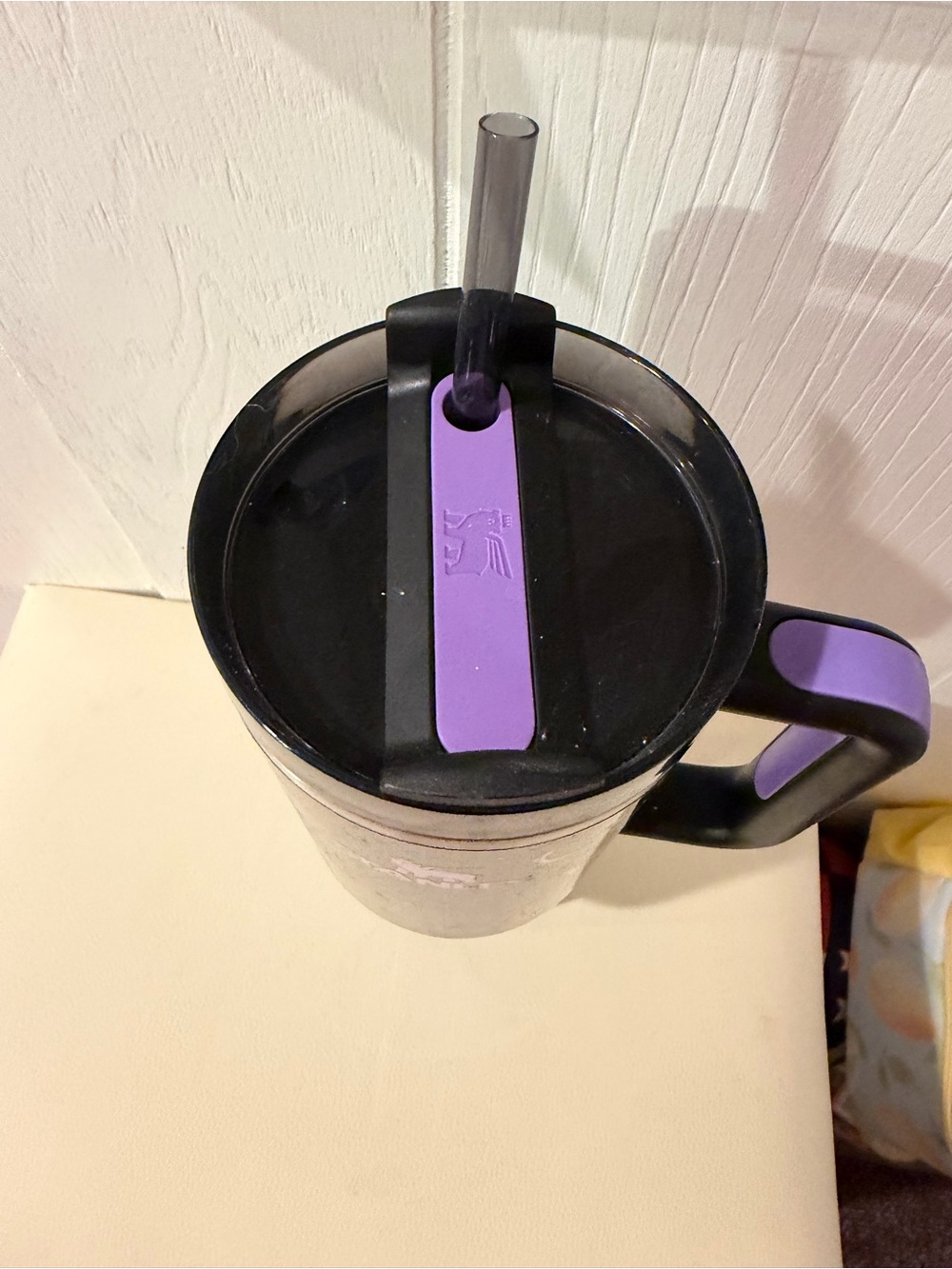 Stanley Black Travel Mug with Purple Logo and Celestial Accents - Picture 3 of 4